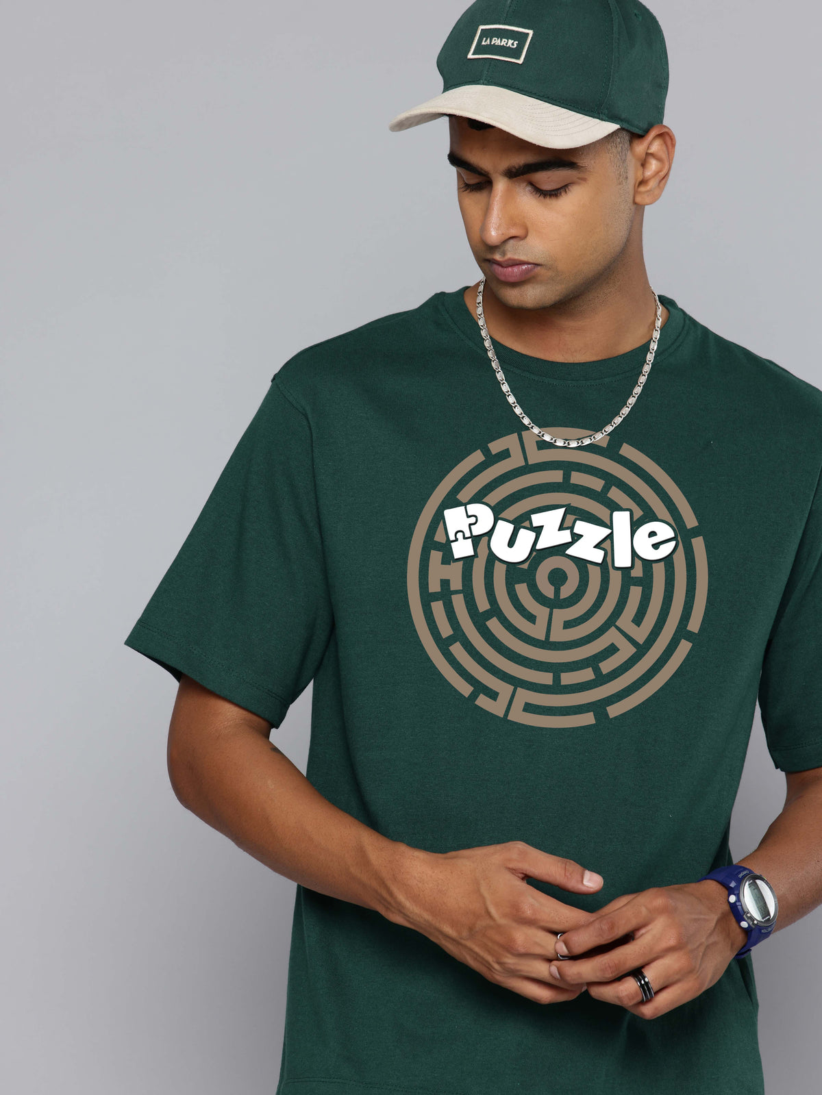 Graphic Oversized Circle Puzzle Tshirt