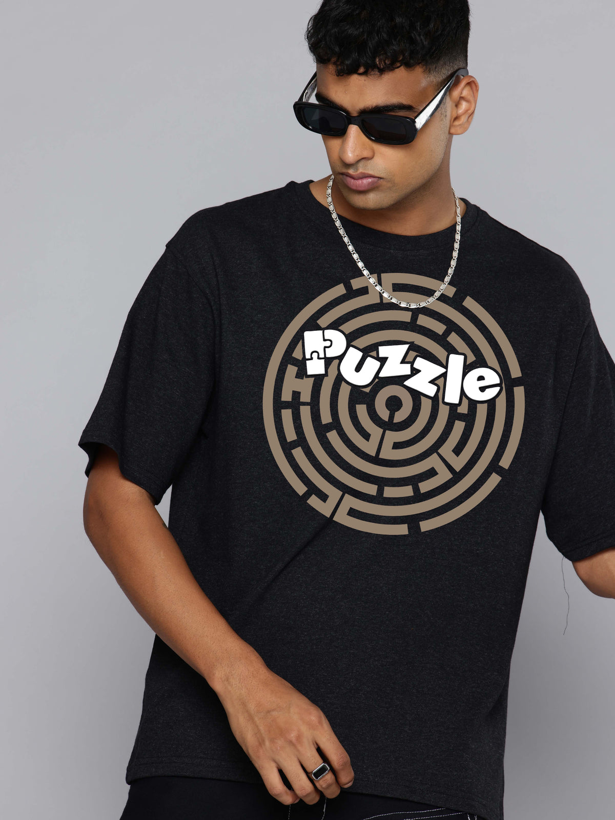 Graphic Oversized Circle Puzzle Tshirt