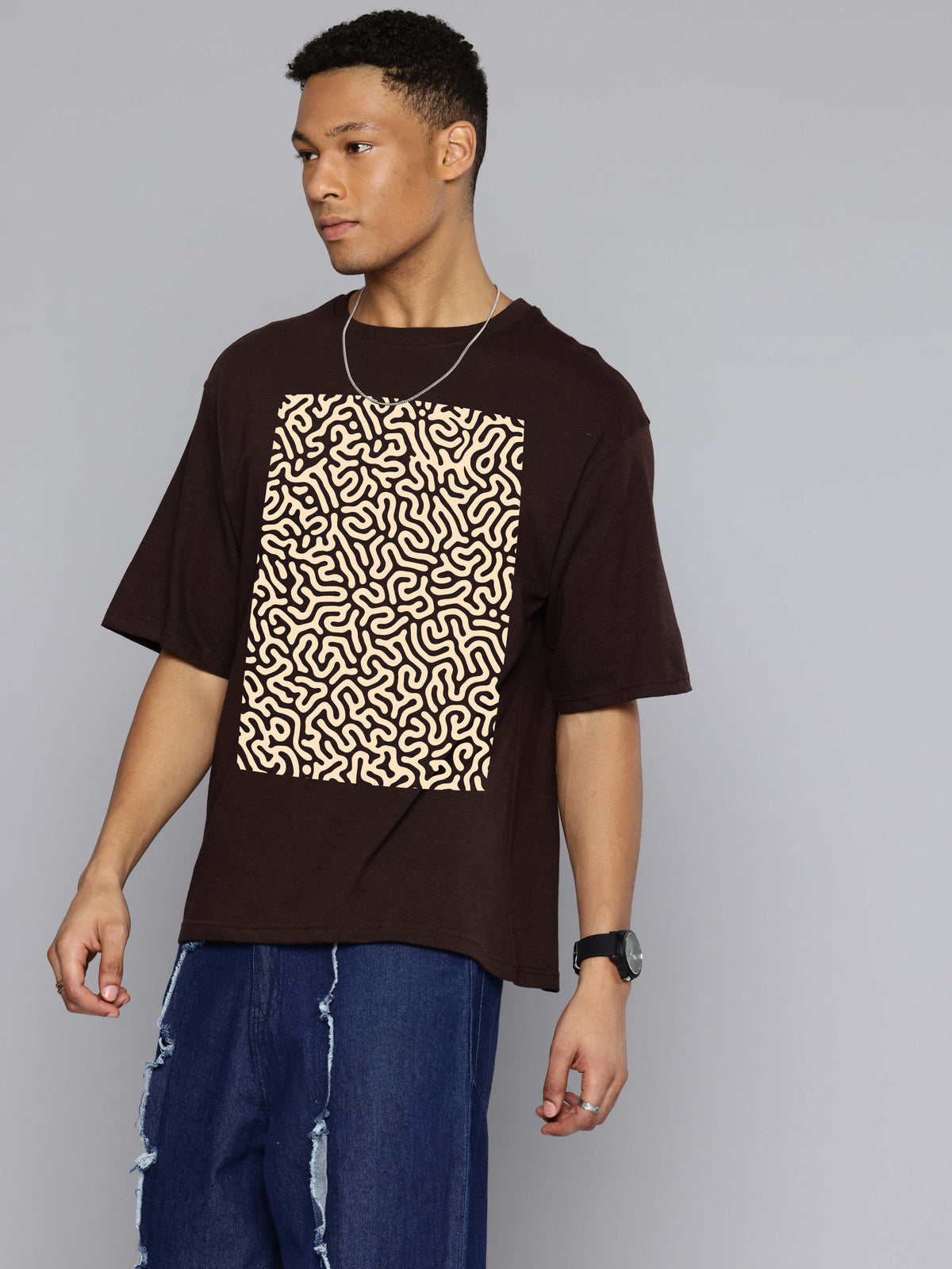 Graphic Oversized Box Print Tshirt