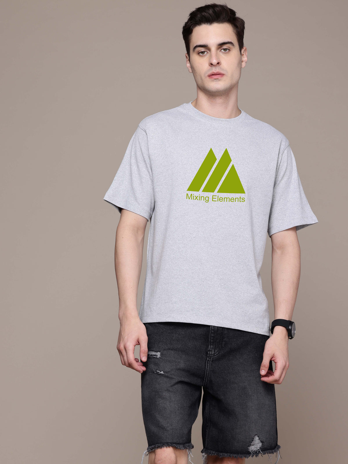 Graphic Oversized Mixing Elements Print Tshirt