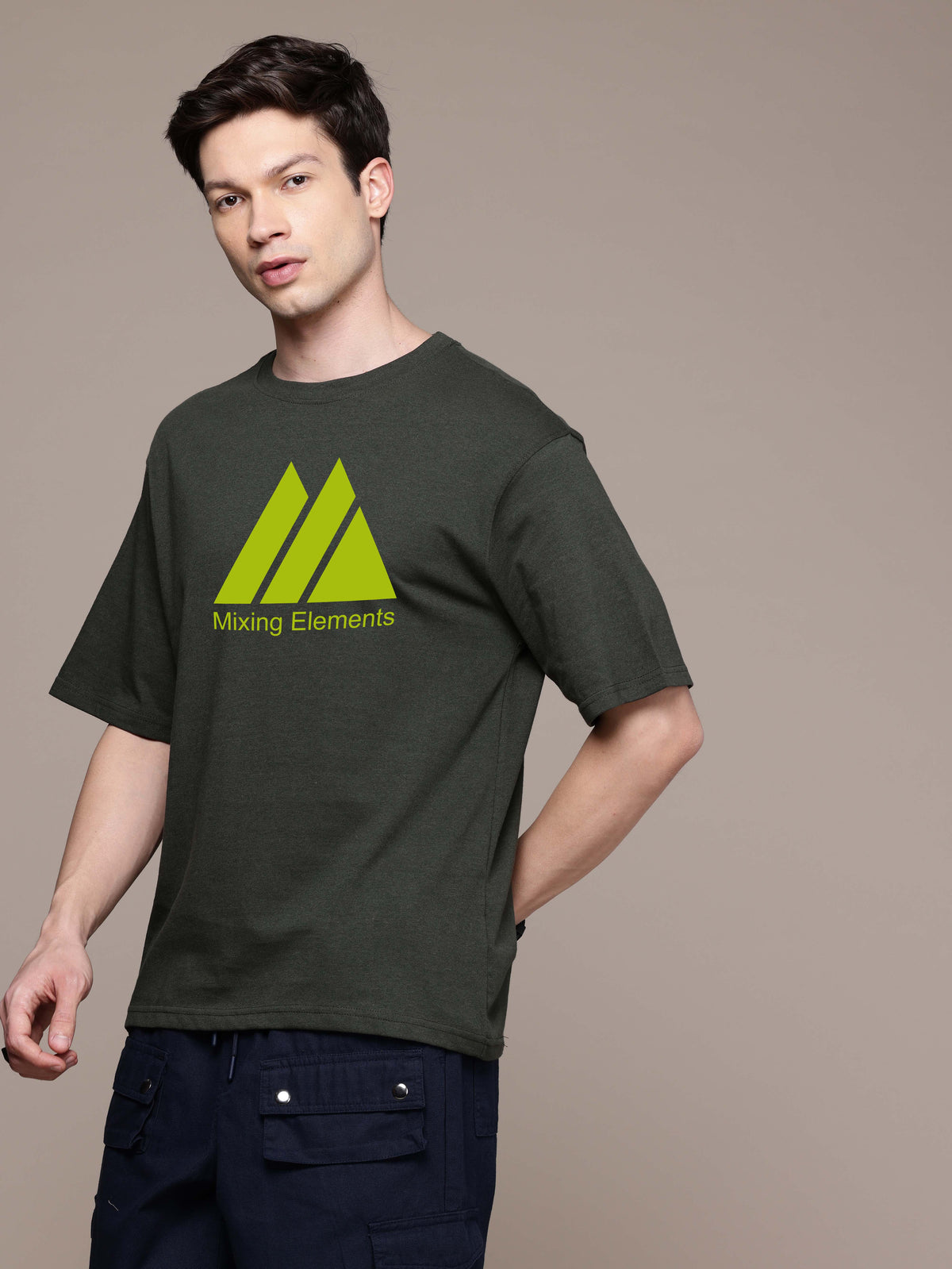 Graphic Oversized Mixing Elements Print Tshirt
