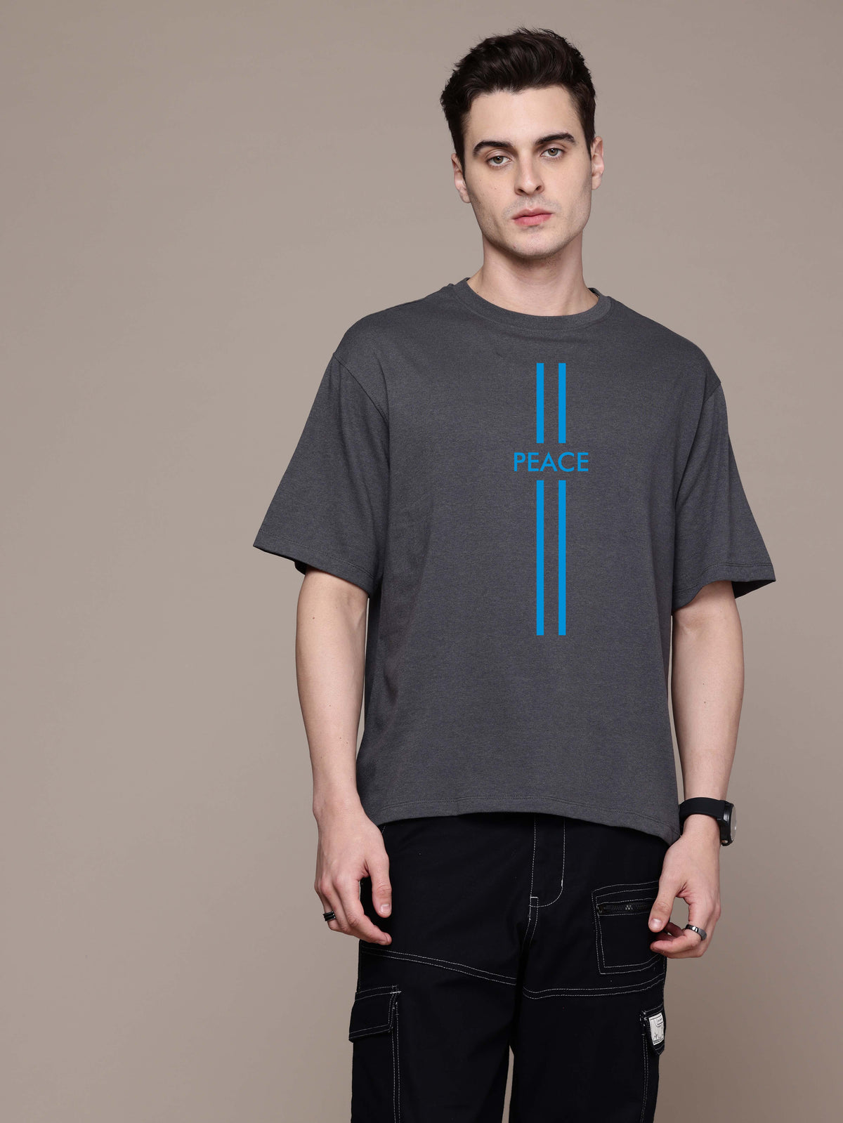 Graphic Oversized Peace Print Tshirt