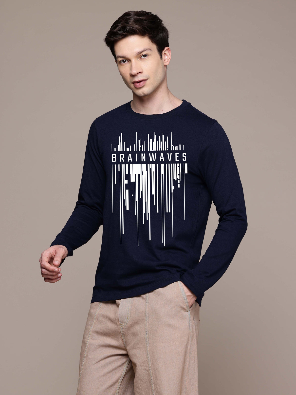Mens Graphic Long Sleeve Burgundy T-Shirt