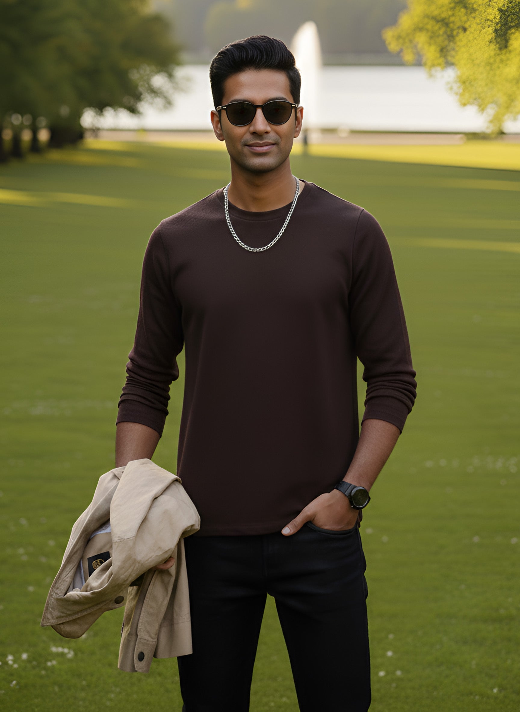 Long Sleeve Coffee Brown T-Shirt
