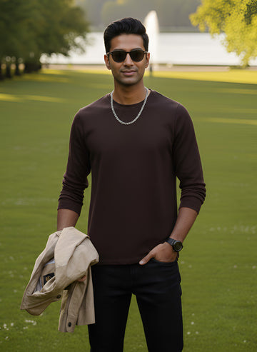 Long Sleeve Coffee Brown T-Shirt