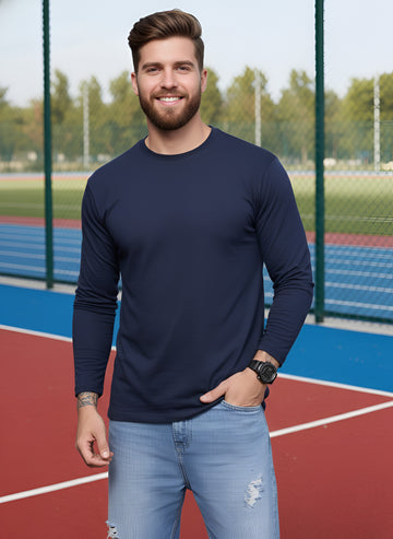 Long Sleeve Navy Melange T-Shirt