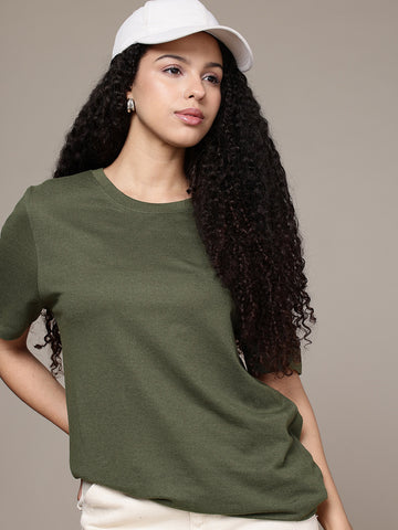 Half Sleeve  Olive Green T-Shirt