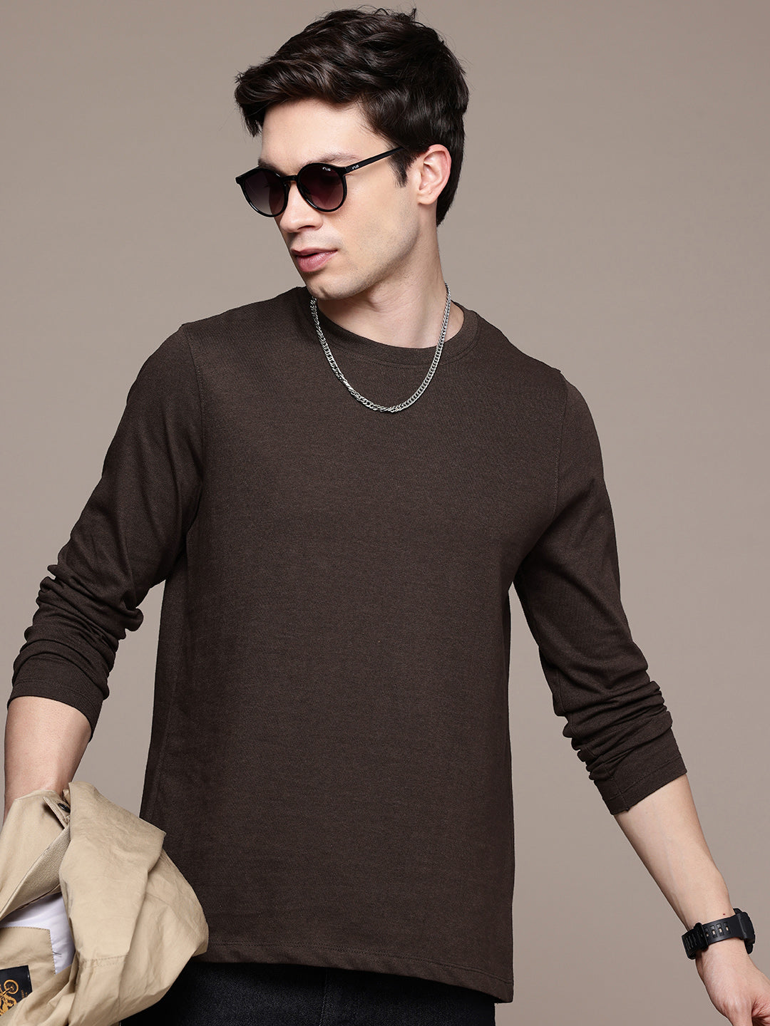 Long Sleeve Coffee Brown T-Shirt