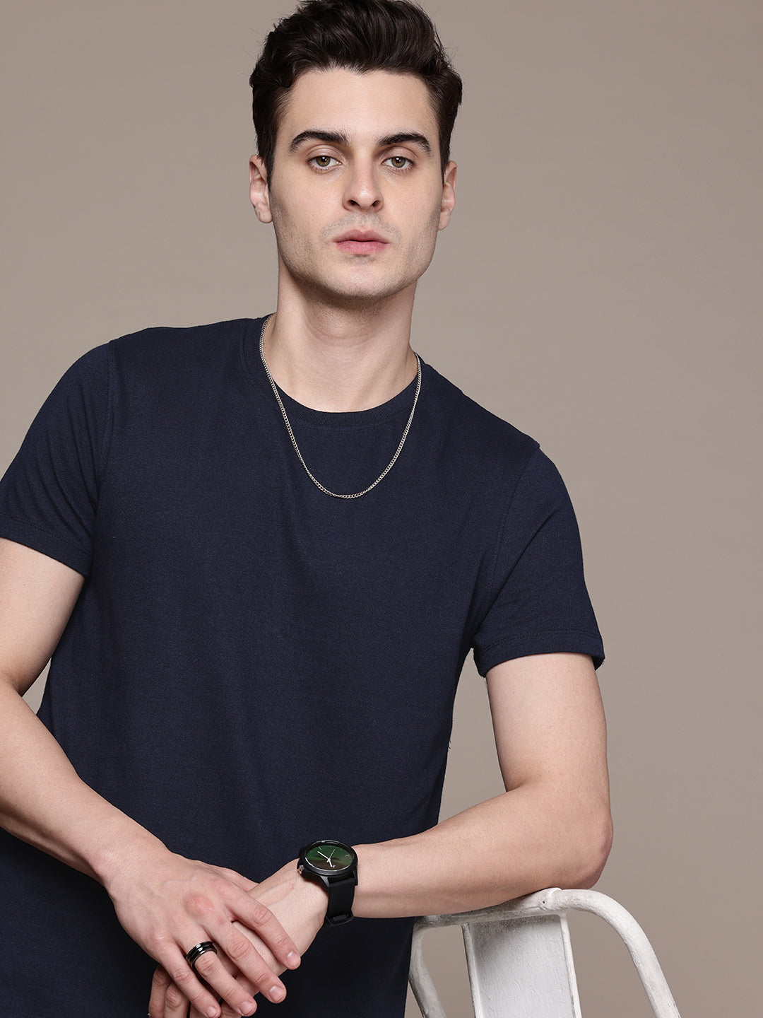 Mens Regular Half Sleeve Navy T-Shirt