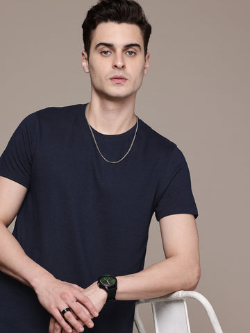 Mens Regular Half Sleeve Navy T-Shirt