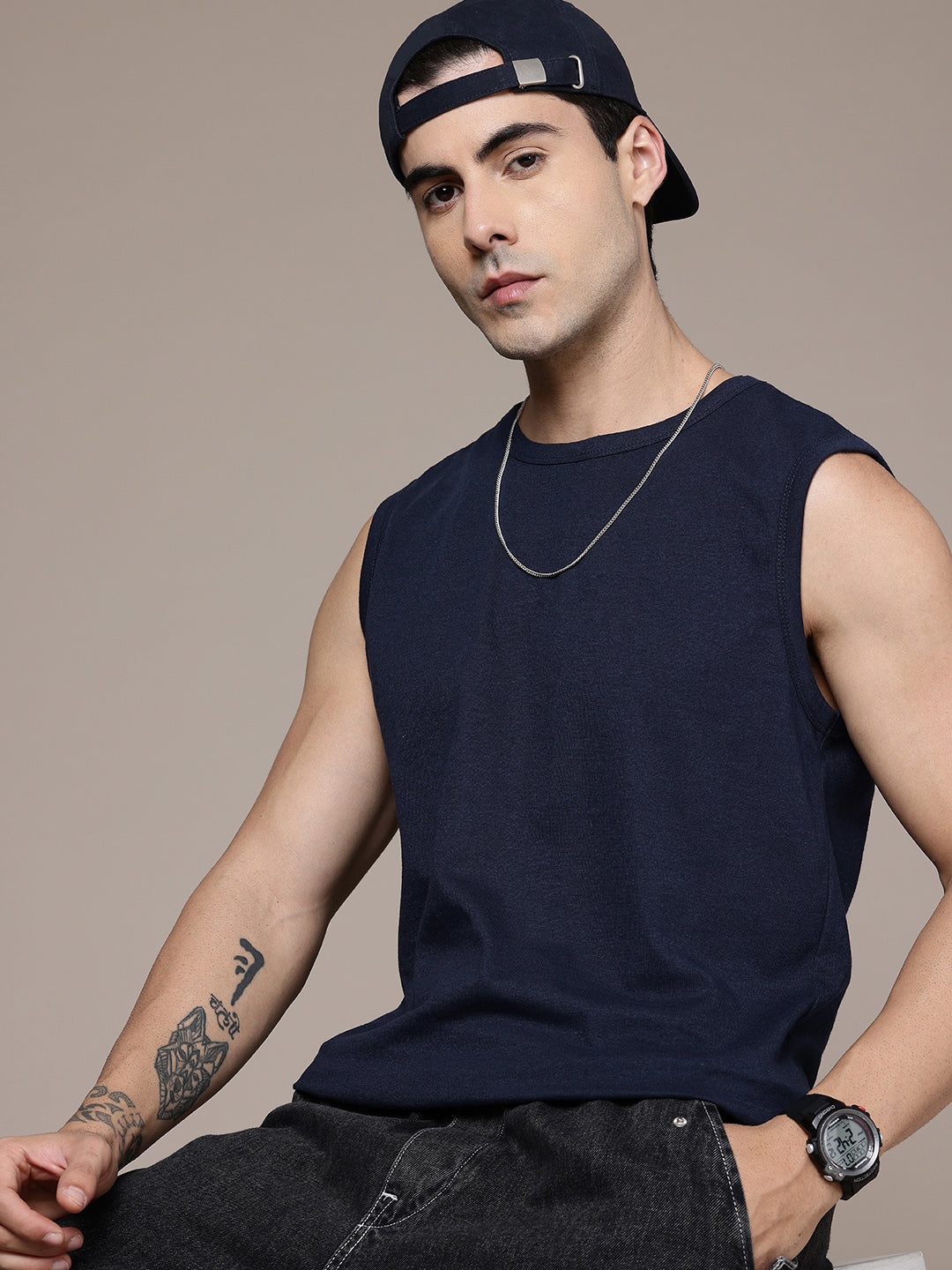 Sleeveless  Navy  T-Shirt