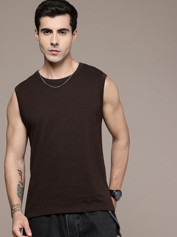 Sleeveless  Coffee Brown  T-Shirt