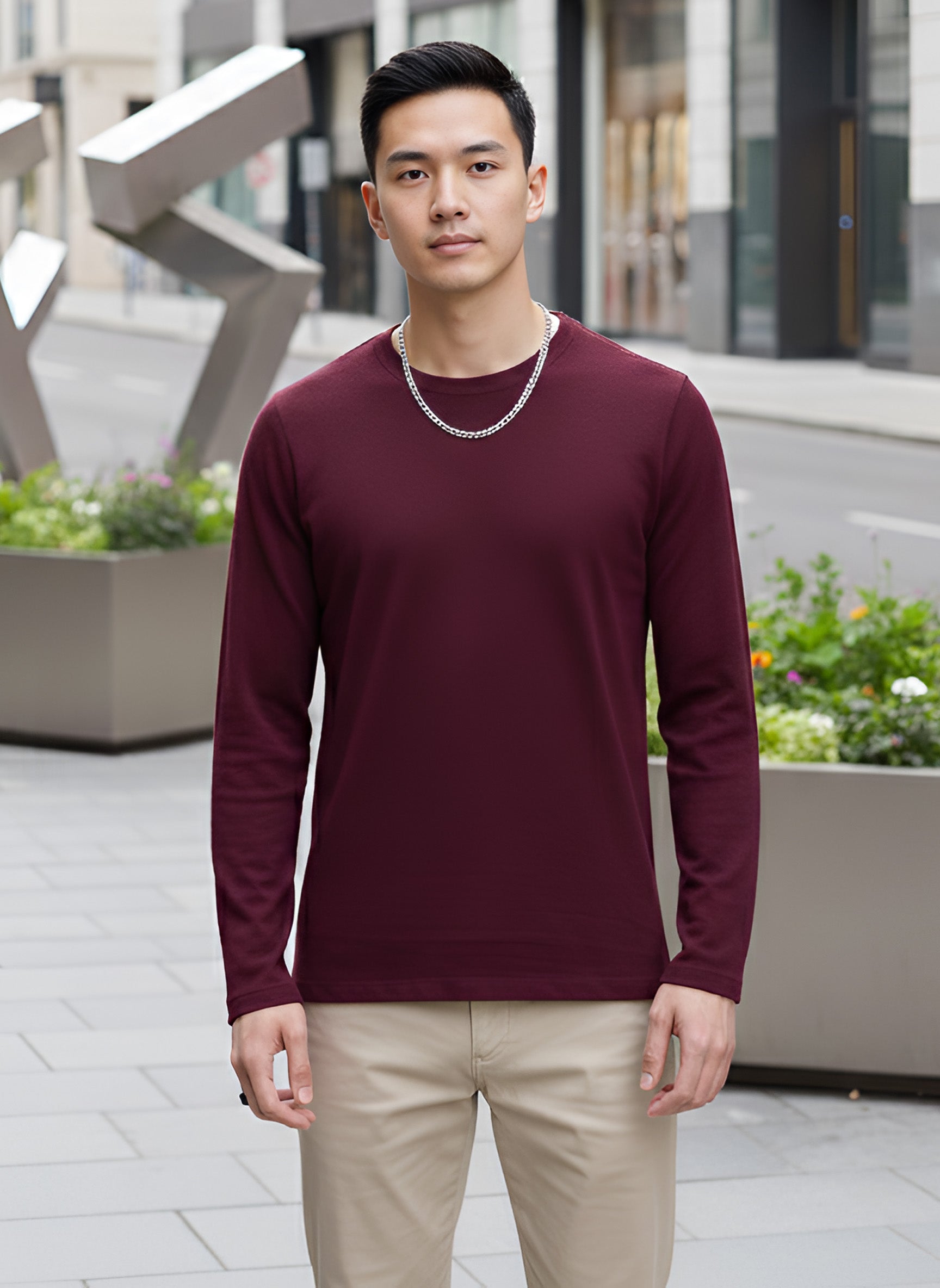 Long Sleeve Bargundy T-Shirt