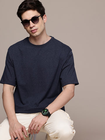 Oversized Navy Melange T-Shirt