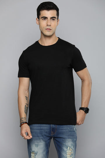 Mens Regular Half Sleeve Black T-Shirt