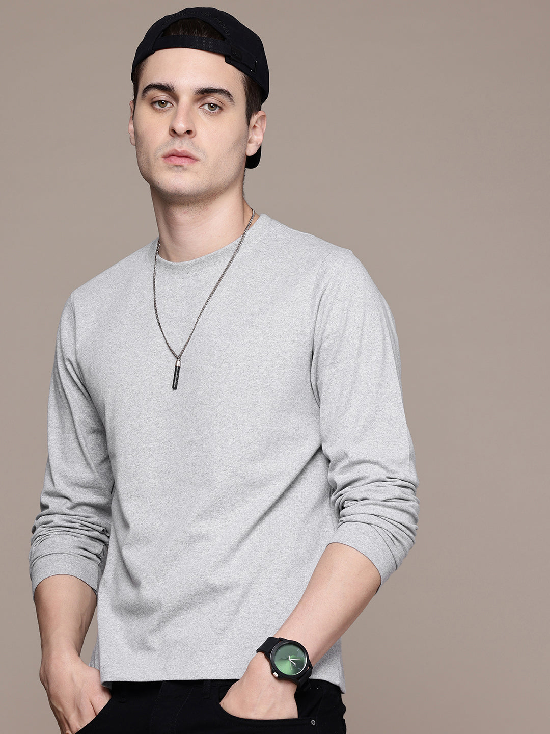 Long Sleeve Grey Melange T-Shirt