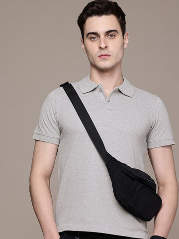Grey Melange Polo T-Shirt