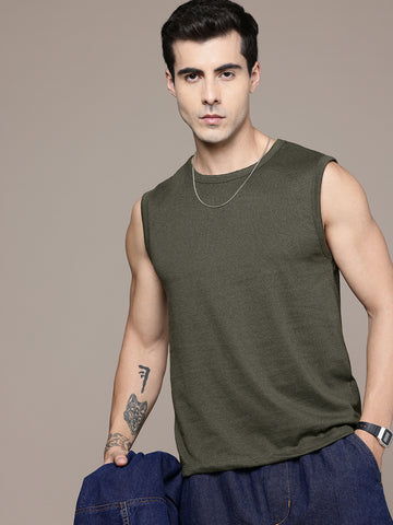 Sleeveless Olive Green T-Shirt
