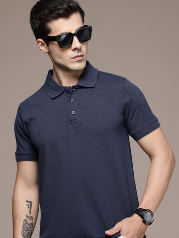 Navy Melange Polo T-Shirt