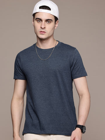 Mens Regular Half Navy Melange T-Shirt