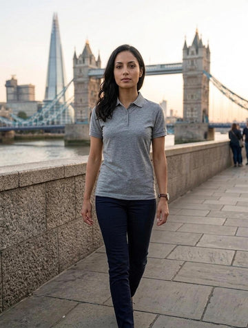 Womens Polo Grey Melange T-Shirt