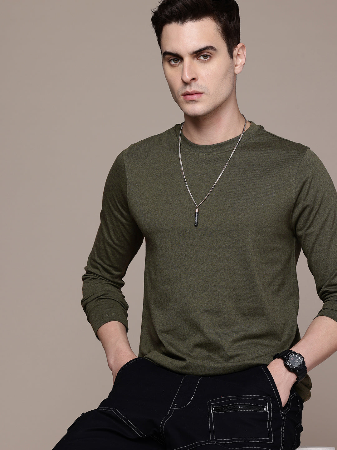 Long Sleeve Olive Green T-Shirt