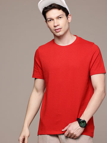 Mens Regular Half Sleeve Red T-Shirt