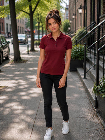 Womens Polo Burgundy T-Shirt