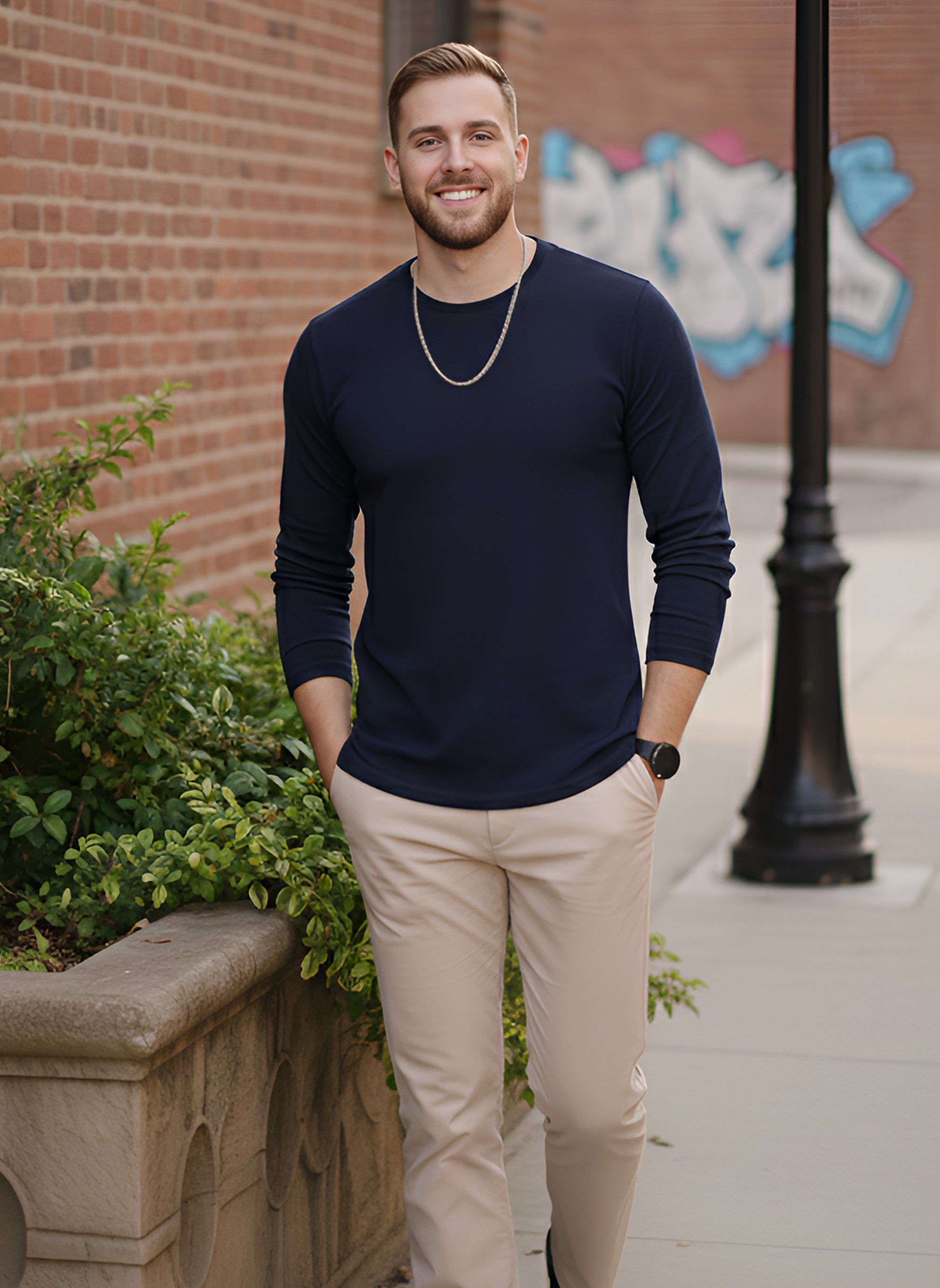 Long Sleeve Navy T-Shirt