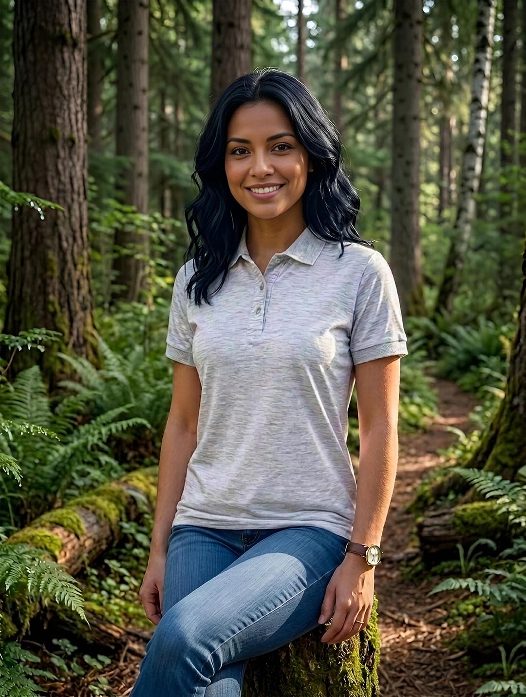 Womens Polo White Melange T-Shirt