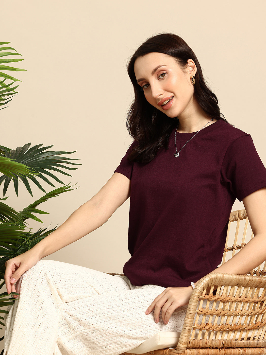 Half Sleeve Bargundy T-Shirt
