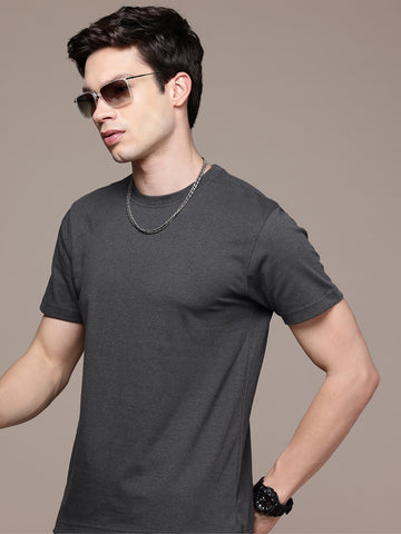 Mens Regular Half Sleeve Steel Grey T-Shirt