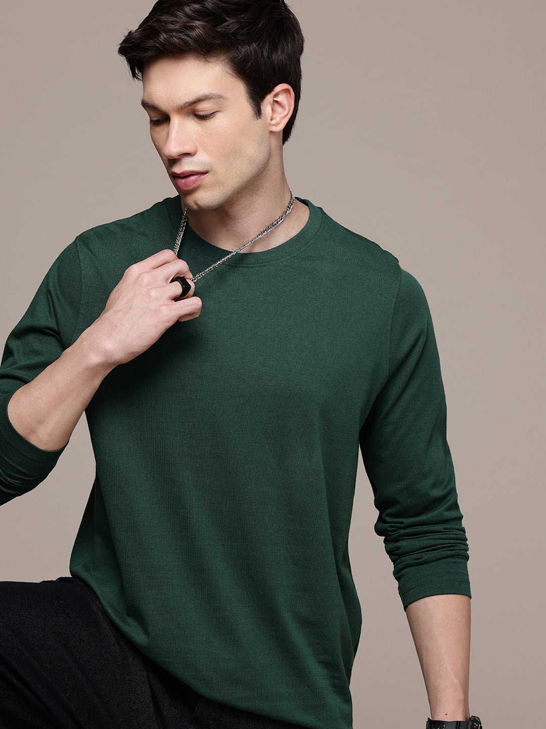 Long Sleeve Bottle Green  T-Shirt