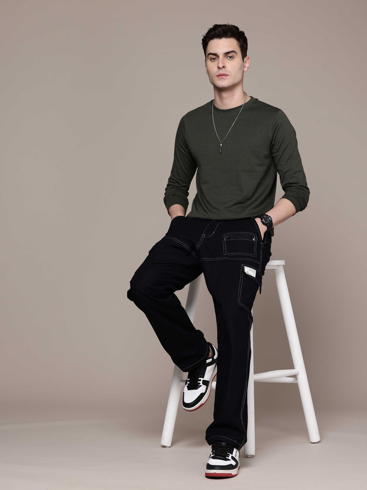 Mens Long Sleeve Olive Green