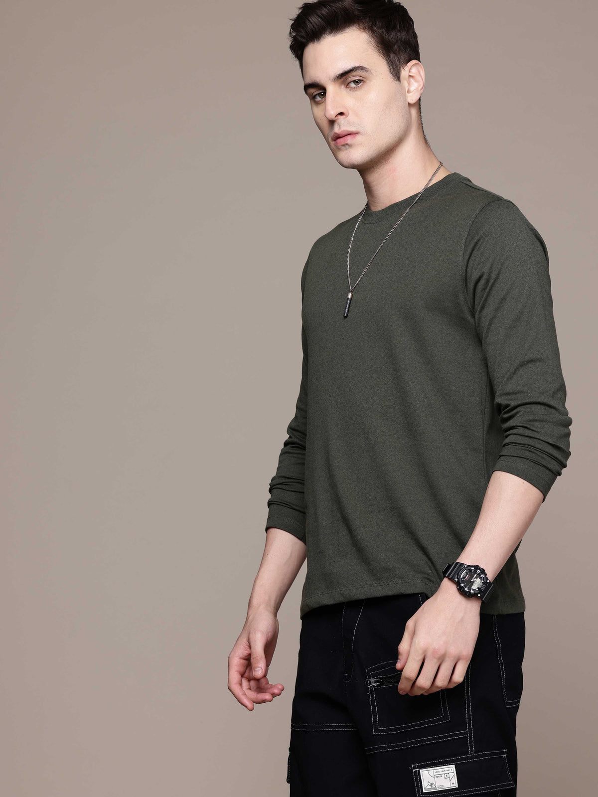 Mens Long Sleeve Olive Green