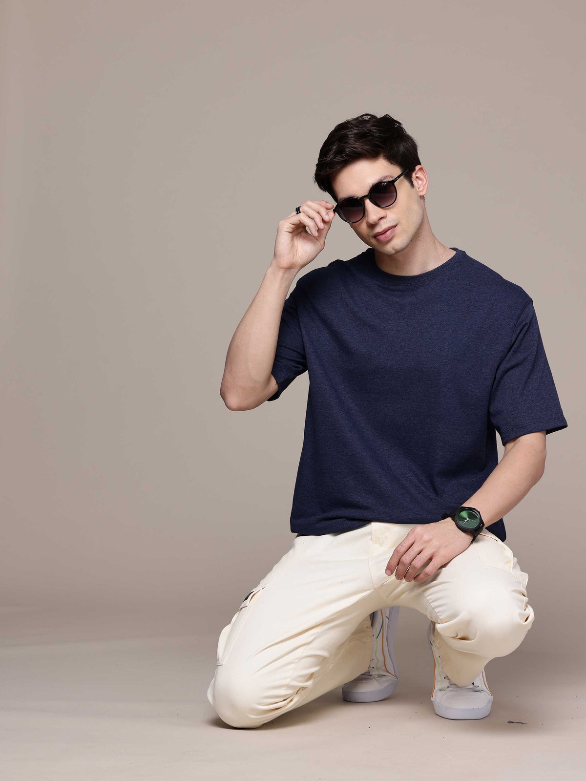 Navy Melange Oversized Tees