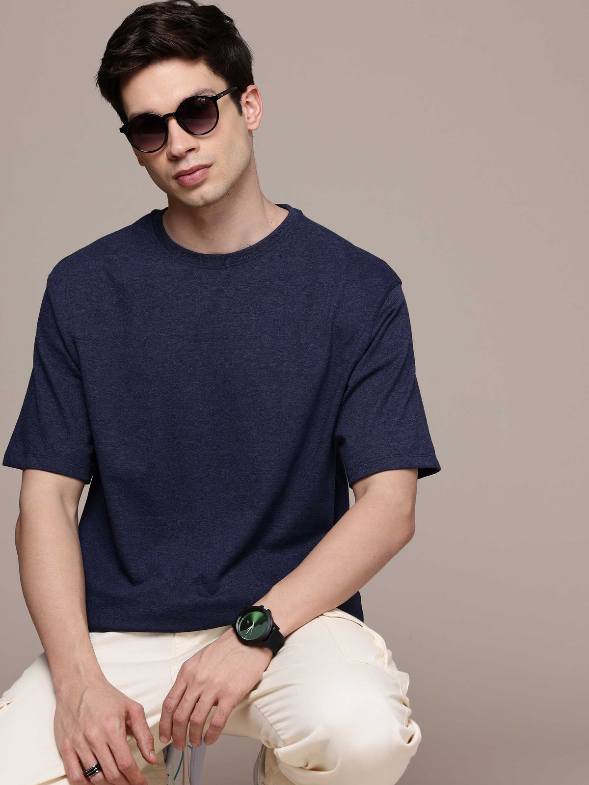 Navy Melange Oversized Tees