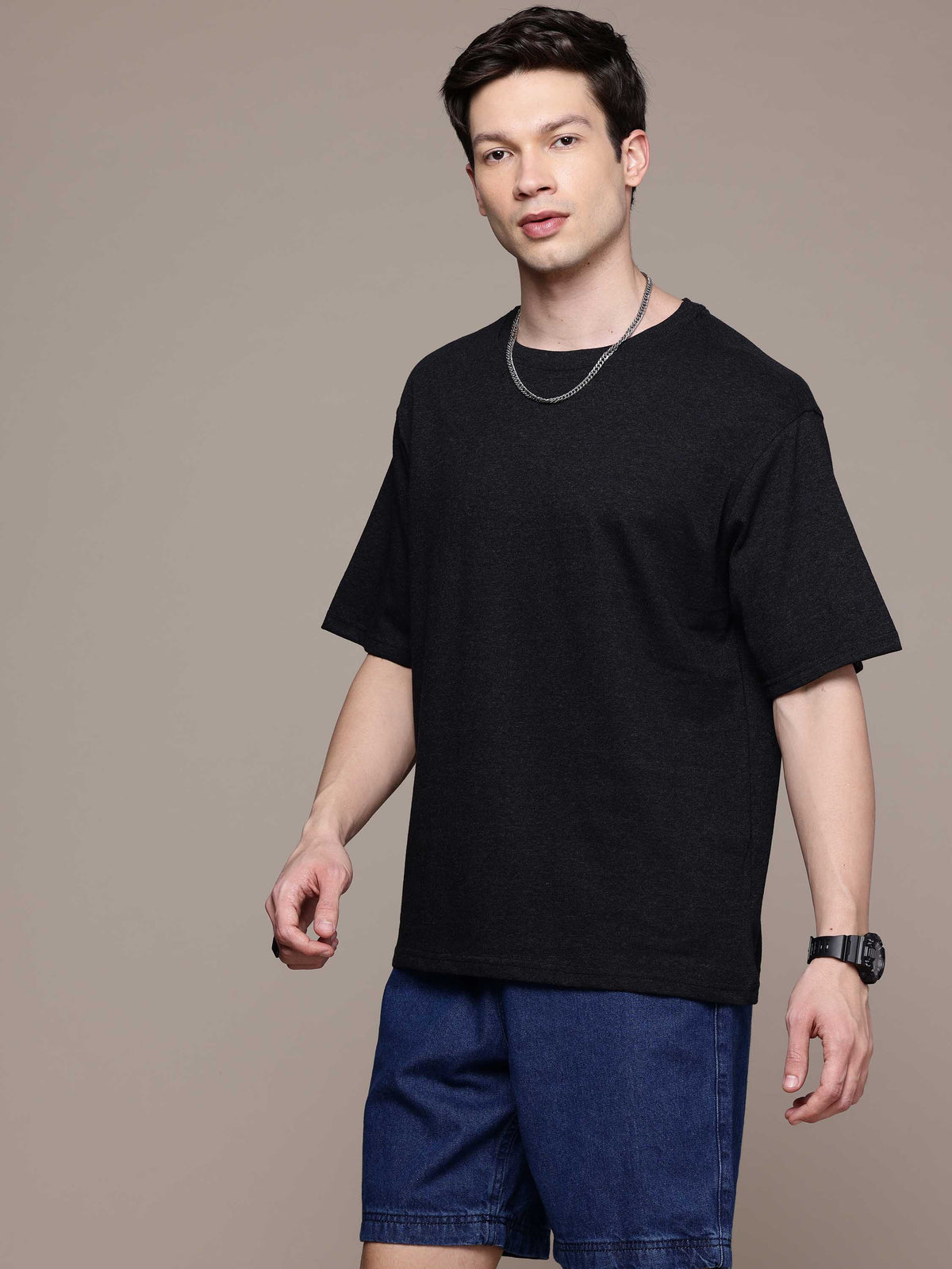 Charcoal Melange Oversized Tees