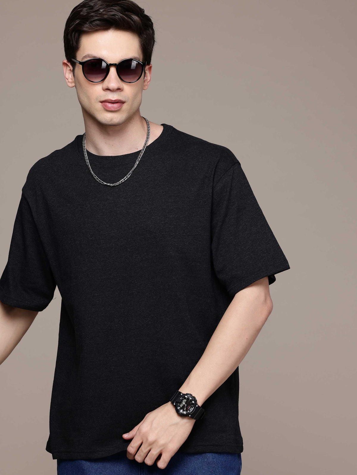 Charcoal Melange Oversized Tees