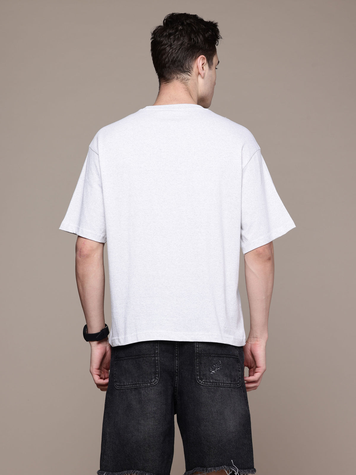White Melange Oversized Tees
