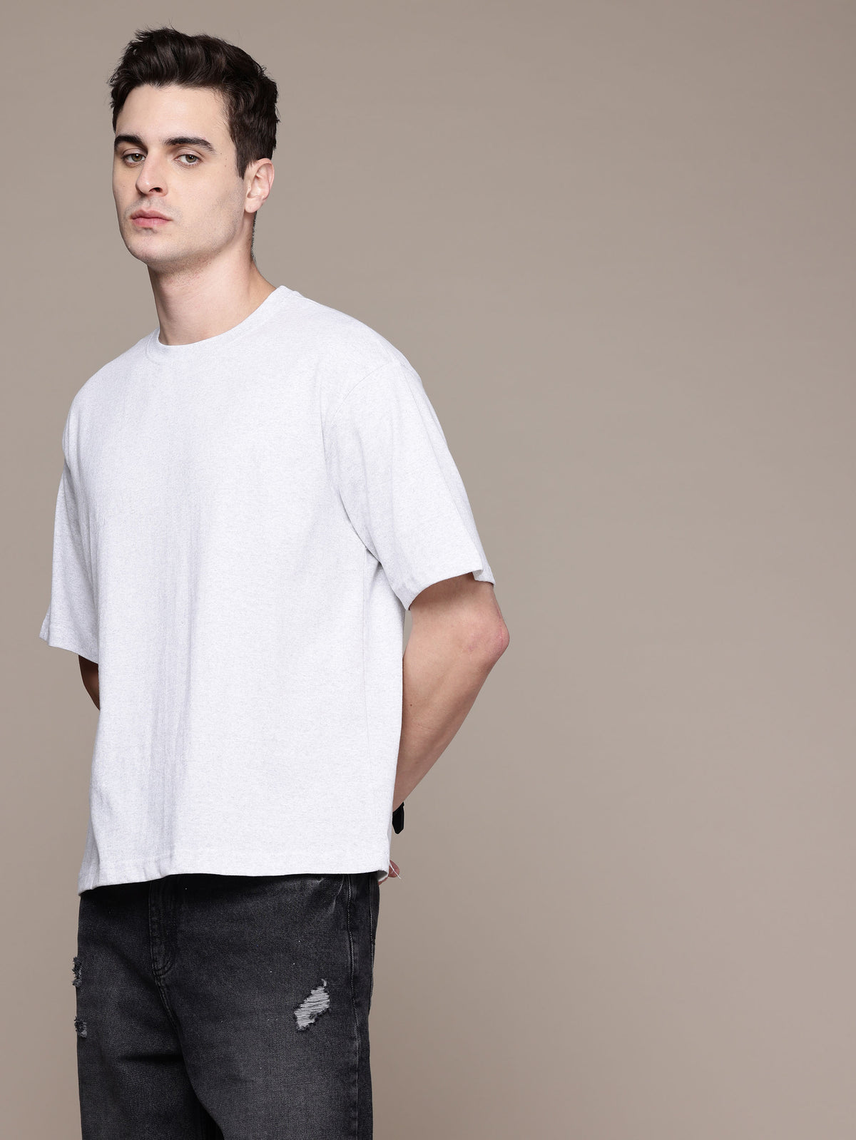 White Melange Oversized Tees