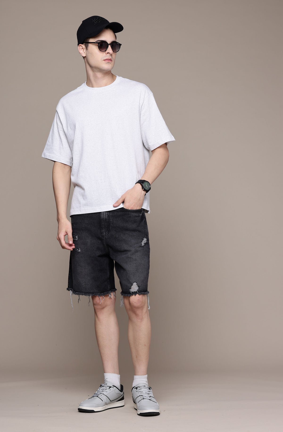 White Melange Oversized Tees