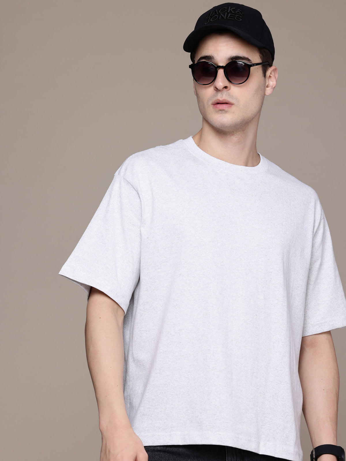 White Melange Oversized Tees