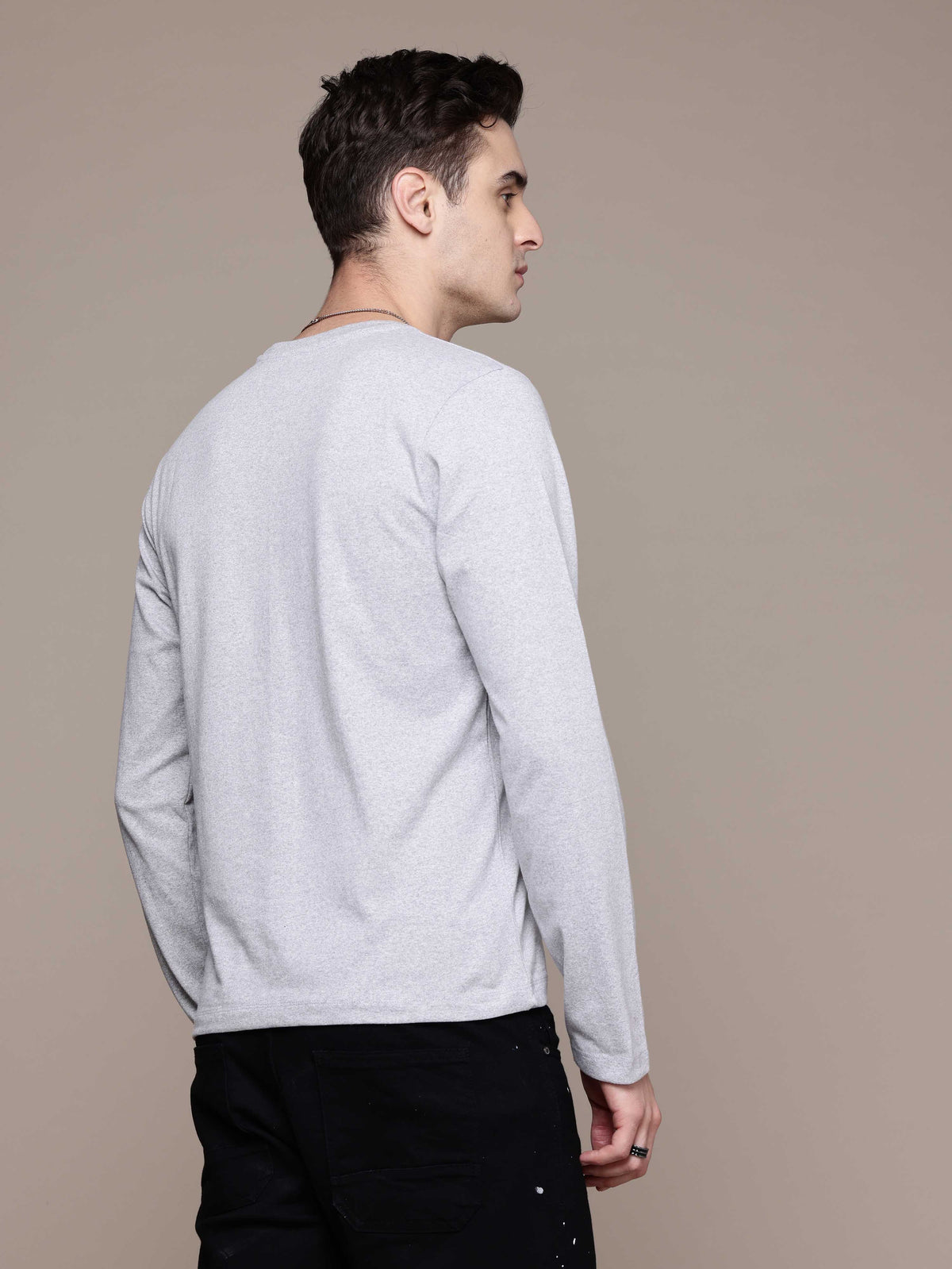 Mens Long Sleeve Grey Melange