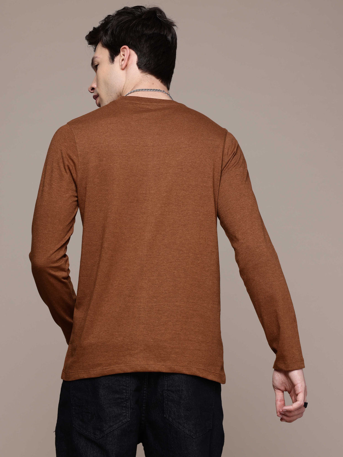 Mens Long Sleeve Mustard Brown
