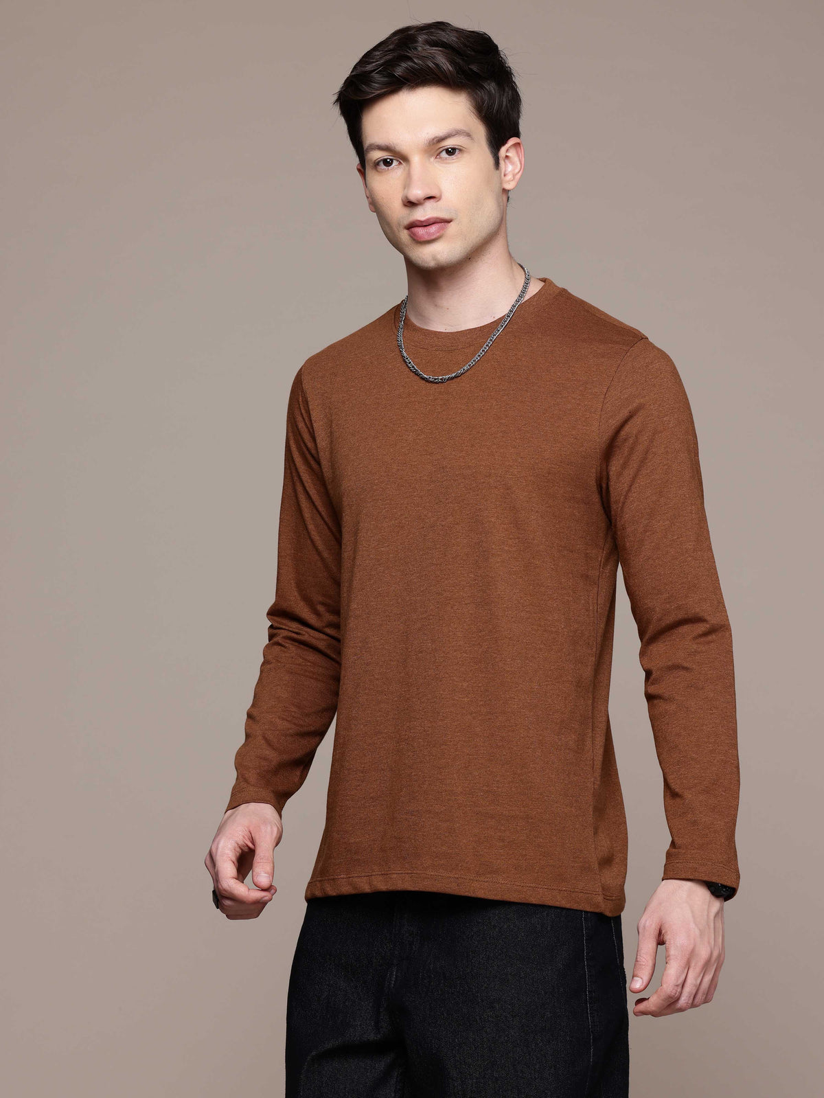 Mens Long Sleeve Mustard Brown