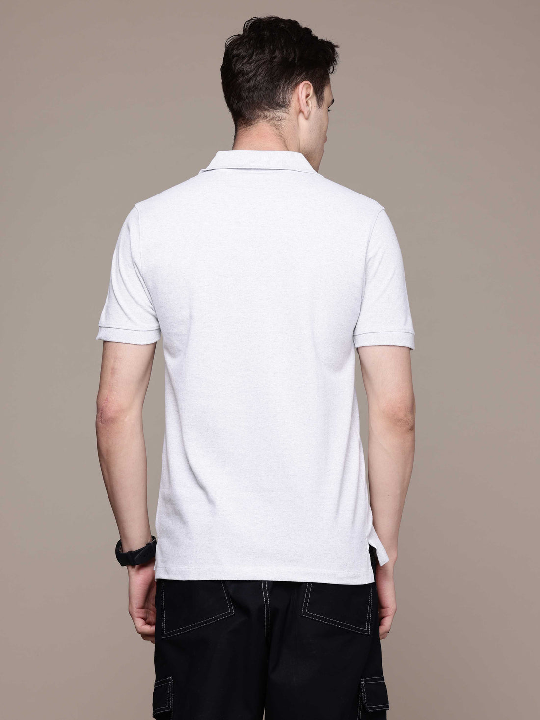 White Melange  Polo T-Shirt