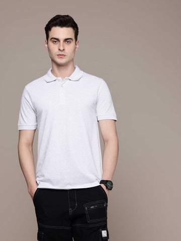 White Melange  Polo T-Shirt