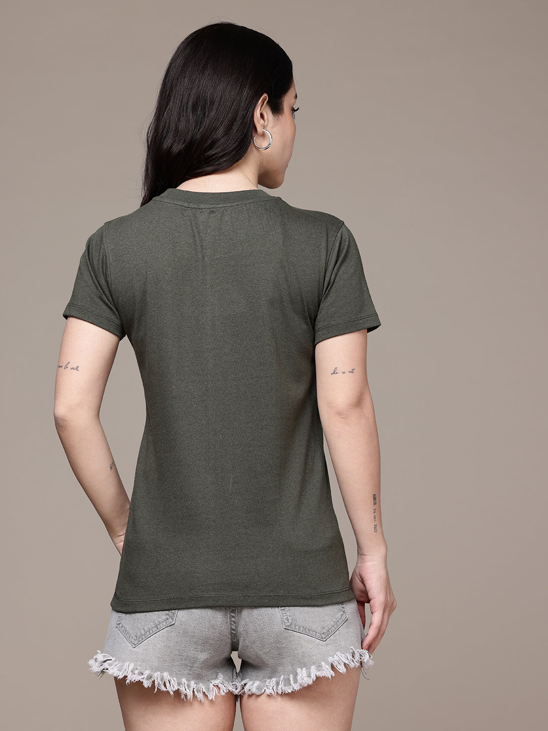 Half Sleeve  Olive Green T-Shirt