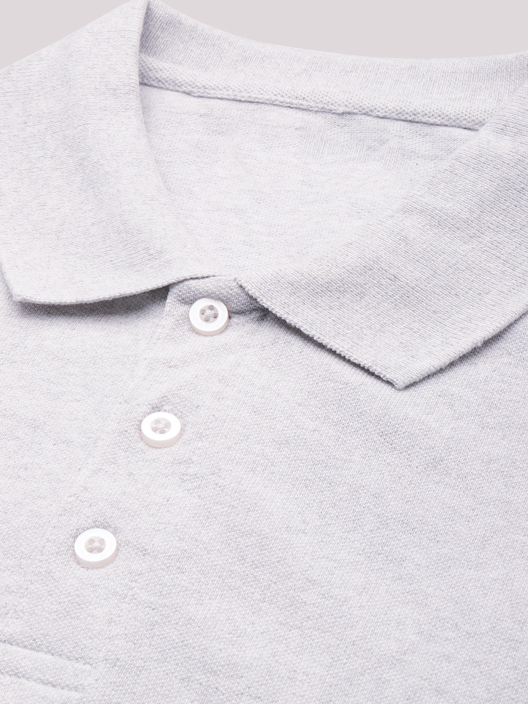 White Melange Polo T-Shirt